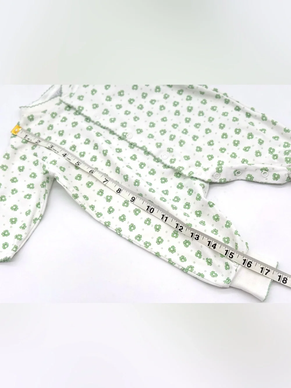 GUC Kissy Kissy Frogs Pima Cotton Footless One-Piece Sleeper in White Green 3-6M